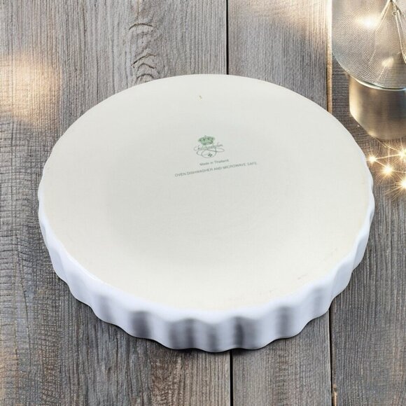 Christineholm Porcelain Rose Pattern Quiche Scalloped Baking Dish Ceramic VTG - Picture 3 of 13